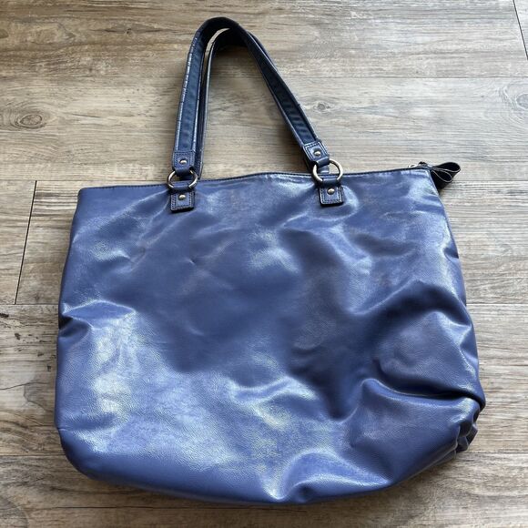 Coach Bag Daisy Liquid Patent Leather Large Satchel Purse F23402 Blue-RARE - Picture 2 of 10